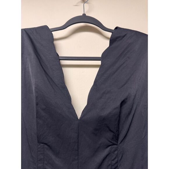 TRACY REESE Scalloped Neckline Double V Sleeveless Dress, Black, Sz 6 - Picture 3 of 13